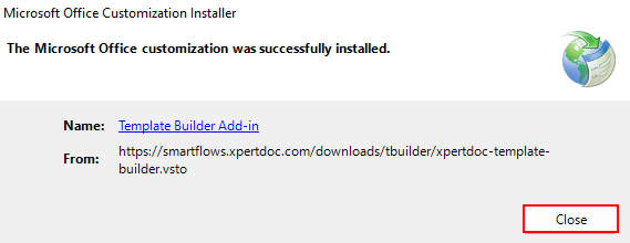 MS Office Customization successfully installed.png